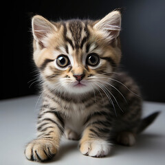 Obraz premium Innocent Curiosity: Portrait of a Young Tabby Cat on a Clean Background