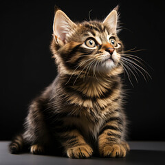 Obraz premium Innocent Curiosity: Portrait of a Young Tabby Cat on a Clean Background