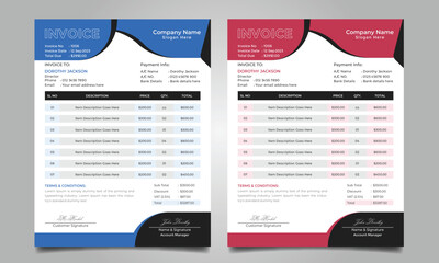 minimal and corporate business invoice template with two color variation invoice design bundle for company