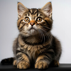 Obraz premium Innocent Curiosity: Portrait of a Young Tabby Cat on a Clean Background