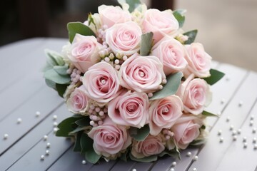 Obraz premium wedding bouquet of pink roses