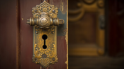 serrure de porte ornementée ancienne en gros plan