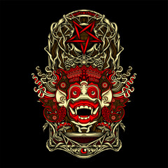 balinese barong illustration for t shirt design and other