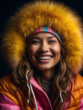Retrato de mujer esquimal sonriente