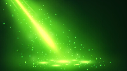 Green Magic Spotlight with Particles, Vector Illustration