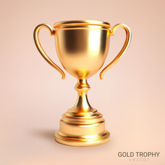 Realistic Golden Trophy with Text Space, Vector Illustration