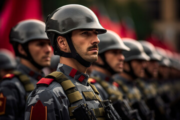 Generative AI image of Soldiers in Military Parade