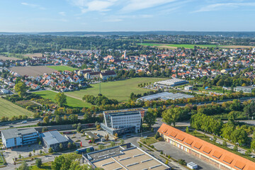 Ausblick über das Sheridan-Areal in Augsburg-Pfersee auf die Nachbarstadt Stadtbergen