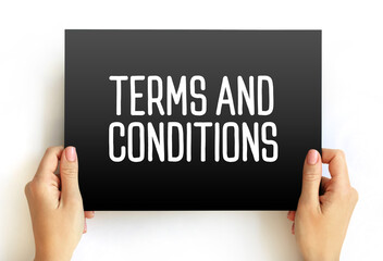 Terms And Conditions text on card, concept background