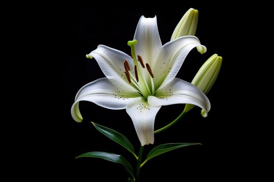 Lily (Lilium) flower isolated on white background texture photography