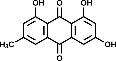 Fototapeta premium Emodin structural formula, vector illustration
