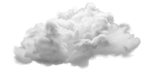 White fluffy clouds isolated on transparent background, png 