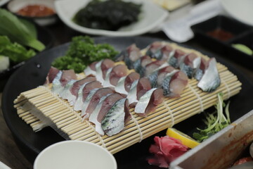 Sliced Raw Korea Mackerel sashimi