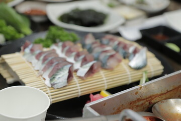 Sliced Raw Korea Mackerel sashimi