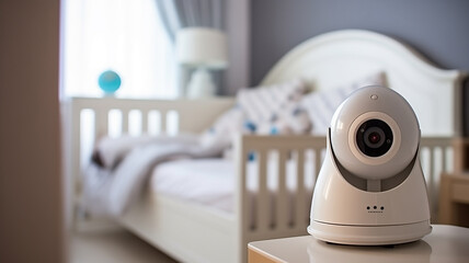 Video camera CCTV for control baby near crib with child room