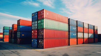 Fototapeta premium cargo containers ship yard for transport and crain activity in the containers yard
