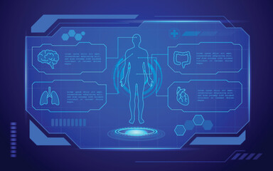 Sci-fi healthcare banner hologram futuristic interface,  medical futuristic banner