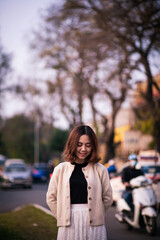 woman walking in the park