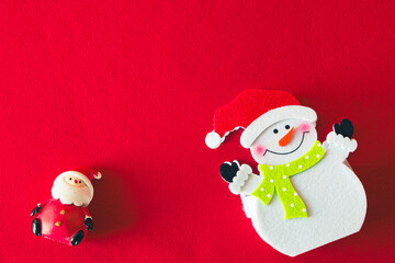 	サンタと雪だるまのクリスマスイメージ