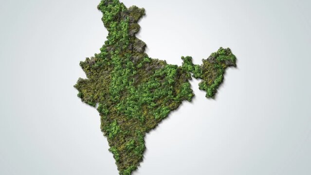 Green India-India map green concept. trees  shape of India map isolated on white background. India green map- Environment day concept.