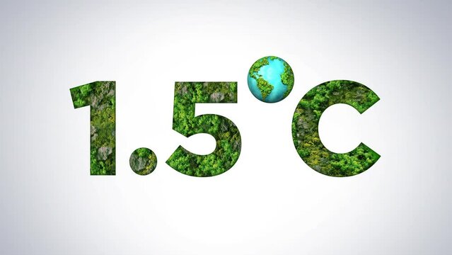 Symbol for limiting global warming.  Limit global warming "2&deg;C" to "1.5&deg;C". 3D Green 1.5&deg;C symbol concept.