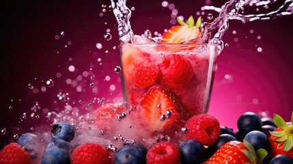splash juice cocktail drink berry illustration mix 3d, fruity beverage, burst dessert splash juice...