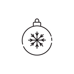 Christmas ball line icon. Glass tree toy with snowflake outline style pictogram on white background. Decoration ball for firtree mobile concept web design.