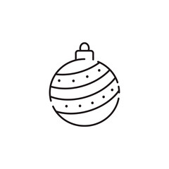 Symbol of Christmas Bauble. Thin line Icon of Merry Christmas. Stroke Pictogram Graphic for Web Design.