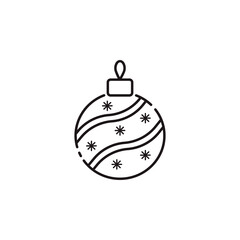 Symbol of Christmas Bauble. Thin line Icon of Merry Christmas. Stroke Pictogram Graphic for Web Design.