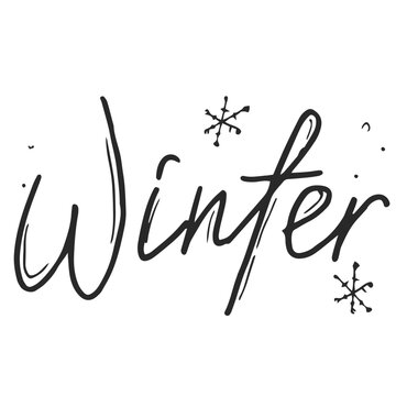 Handwritten inscription, word-Winter. The letters are hand-drawn in calligraphy.