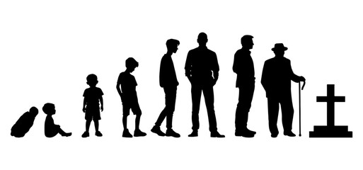 vector illustration. Set of people of different ages. Growing up of a person. Cycle of life.