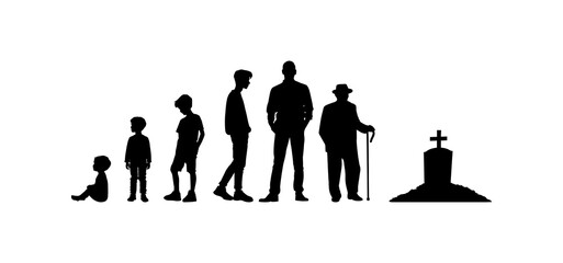 vector illustration. Set of people of different ages. Growing up of a person. Cycle of life.