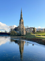 Naklejka premium St. Alban's Church, or English Anglican Church in Copenhagen, with clear blue sky