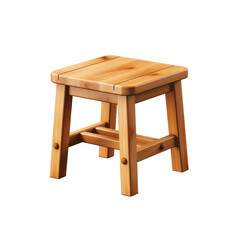 Stool, wooden furniture table isolated on white transparent, PNG