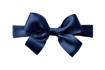 dark blue silk ribbon bow isolated on white or transparent png