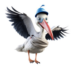 A Playful Pelican with a Fashionable Blue Hat vector art
