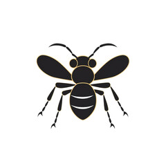 A Buzzing Beauty: A Black and Yellow Bee Captured in Flight Against a Pure White Background vector art