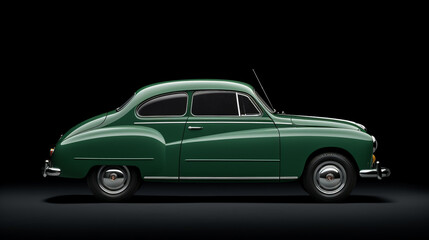 voiture vintage verte sur fond noir