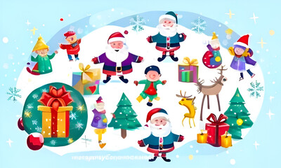 Fototapeta premium christmas all icouns and card with snowman