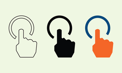 Hand click icon set. indicating signs and symbols. hand cursor icon.