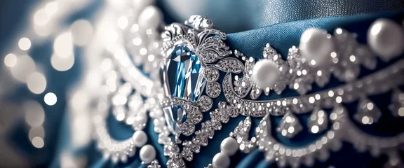 Foto op Canvas Blue diamond and white diamonds jewellery design collection gem masterpiece, luxury exclusive sapphire gemstone and exquisite premier bespoke jeweller custom-cut sapphires. Generative Ai © Anneleven