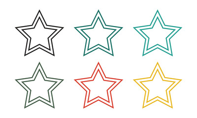 Set of favorite Gold or flat star icons for apps and websites.