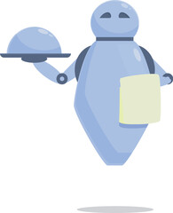 Modern fly robot waiter icon cartoon vector. Hotel serving. Android home gadget