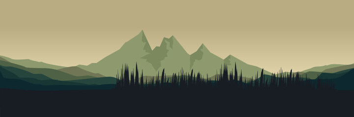 mountain sunrise landscape scenery vector illustration design for wallpaper design, design template, background template, and tourism design template