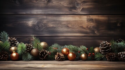 Fototapeta na wymiar A christmas background with wood oak board, generative ai
