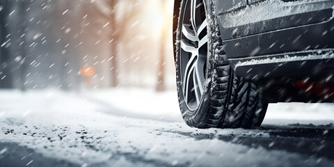 car in snow,Closeup of car tires in winter on the road,Winter road covered in snow vehicle in snow covered alley in the morning,Drifting car spins its wheel emitting white smoke on the road