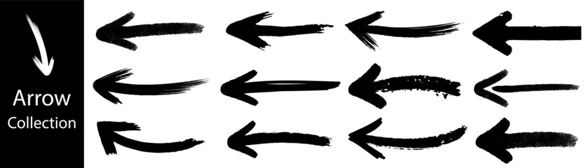 Grunge arrows collection.  Set of Hand drawn vector arrows doodle on white background. 