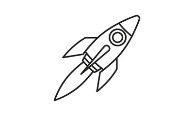 Simple outline rocket icon.flying rocket ship vector sign rocket symbol for logo, illustration, web, and mobile UI/UX.