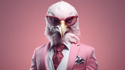 Fotobehang cute eagle in pink suit looking at camera, humanoid figure © Muhammad Irfan