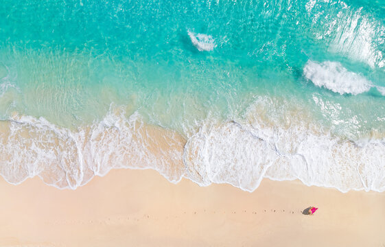 Cancun beach with white sand and blue waves